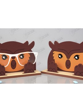 Σετ των 2 Intra απο ξύλο plywood 3mm-4mm πάχος Τρισδιάστατη θήκη γυαλιών κοπής με λέιζερ | Σχέδιο κουκουβάγιας Δίασταση 15x15 cm INTRAFABR-121597542