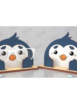 Σετ των 2 Intra απο ξύλο plywood 3mm-4mm πάχος Τρισδιάστατη θήκη γυαλιών κοπής με λέιζερ | Πιγκουίνος Δίασταση 15x15 cm INTRAFABR-121597554