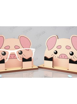 Σετ των 2 Intra απο ξύλο plywood 3mm-4mm πάχος Τρισδιάστατη θήκη γυαλιών κοπής με λέιζερ | Πρόσωπο Χοίρου Δίασταση 15x15 cm INTRAFABR-121358995