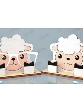 Σετ των 2 Intra απο ξύλο plywood 3mm-4mm πάχος Τρισδιάστατη θήκη γυαλιών κοπής με λέιζερ | Πρόβατα Δίασταση 15x15 cm INTRAFABR-121597557