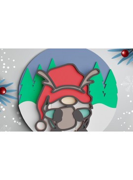 Σετ των 2 Intra απο ξύλο plywood 3mm-4mm πάχος Χριστουγεννιάτικο 3D Gnome στολίδι Δίασταση 30x30 cm INTRAFABR-77143908