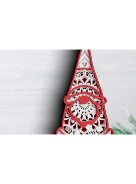 Σετ των 2 Intra απο ξύλο plywood 3mm-4mm πάχος 3D Gnome Christmas Δίασταση 30x30 cm INTRAFABR-77143236