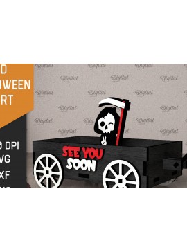 Σετ των 2 Intra απο ξύλο plywood 3mm-4mm πάχος 3D αποκριάτικο καρότσι με λέιζερ Δίασταση 15x15 cm INTRAFABR-106138017