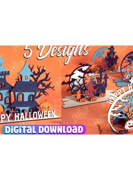 Σετ των 2 Intra απο ξύλο plywood 3mm-4mm πάχος 3D Halloween Decor |CNC Δίασταση 15x15 cm INTRAFABR-103793152