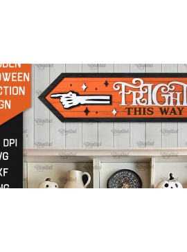 Σετ των 2 Intra απο ξύλο plywood 3mm-4mm πάχος Τρισδιάστατη αποκριάτικη πινακίδα κατεύθυνσης κοπής με λέιζερ Δίασταση 15x15 cm INTRAFABR-106665099