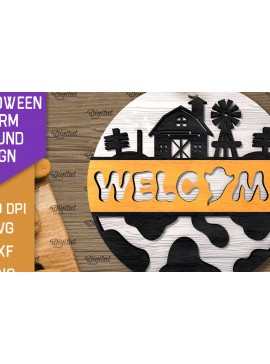 Σετ των 2 Intra απο ξύλο plywood 3mm-4mm πάχος 3D Halloween Farm στρογγυλή Δίασταση 15x15 cm INTRAFABR-106193312