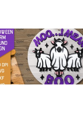 Σετ των 2 Intra απο ξύλο plywood 3mm-4mm πάχος 3D Halloween Farm στρογγυλή Δίασταση 15x15 cm INTRAFABR-106193101
