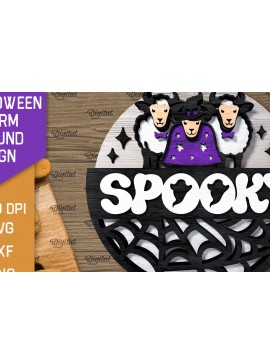 Σετ των 2 Intra απο ξύλο plywood 3mm-4mm πάχος 3D Halloween Farm στρογγυλή Δίασταση 15x15 cm INTRAFABR-106193119