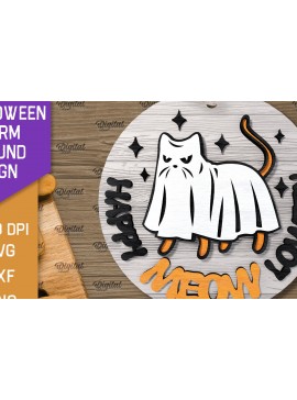 Σετ των 2 Intra απο ξύλο plywood 3mm-4mm πάχος 3D Halloween Farm στρογγυλή Δίασταση 15x15 cm INTRAFABR-106193137