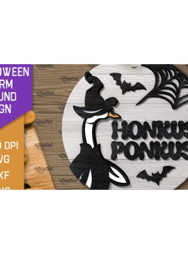 Σετ των 2 Intra απο ξύλο plywood 3mm-4mm πάχος 3D Halloween Farm στρογγυλή Δίασταση 15x15 cm INTRAFABR-106193175