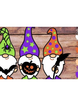 Intra απο ξύλο plywood 3mm-4mm πάχος 3D Halloween Gnome , Gnome Witch Δίασταση 40x40 cm INTRAFABR-36522233