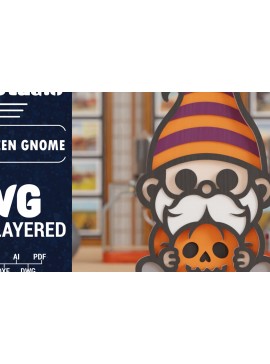 Σετ των 2 Intra απο ξύλο plywood 3mm-4mm πάχος 3D Halloween Gnome  Papercut Δίασταση 1500x1500 cm INTRAFABR-107071370