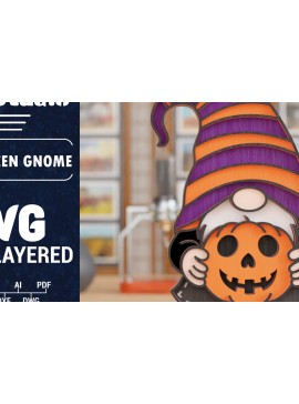 Σετ των 2 Intra απο ξύλο plywood 3mm-4mm πάχος 3D Halloween Gnome  Papercut Δίασταση 1500x1500 cm INTRAFABR-107656643