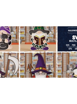 Σετ των 3 Intra απο ξύλο plywood 3mm-4mm πάχος 3D Halloween Gnome  Papercut Δίασταση 1200x1200 cm INTRAFABR-108553579