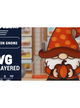 Σετ των 2 Intra απο ξύλο plywood 3mm-4mm πάχος 3D Halloween Gnome  Papercut Δίασταση 1200x1200 cm INTRAFABR-106342461