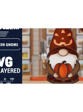 Σετ των 2 Intra απο ξύλο plywood 3mm-4mm πάχος 3D Halloween Gnome  Papercut Δίασταση 1200x1200 cm INTRAFABR-106342614