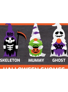 Σετ των 2 Intra απο ξύλο plywood 3mm-4mm πάχος 3D Halloween Gnomes Skull Ghost Mummy Δίασταση 15x15 cm INTRAFABR-74759203