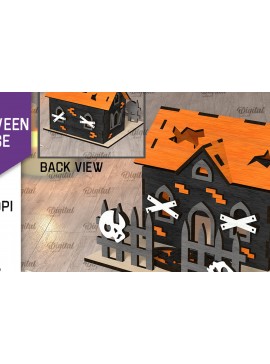 Σετ των 2 Intra απο ξύλο plywood 3mm-4mm πάχος τρισδιάστατου σπιτιού αποκριών Δίασταση 15x15 cm INTRAFABR-107175368