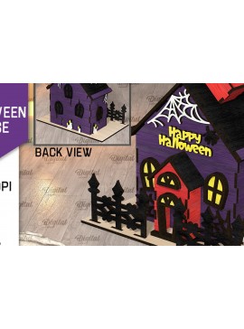 Σετ των 2 Intra απο ξύλο plywood 3mm-4mm πάχος τρισδιάστατου σπιτιού αποκριών Δίασταση 15x15 cm INTRAFABR-107175678