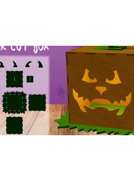 Σετ των 2 Intra απο ξύλο plywood 3mm-4mm πάχος 3D Halloween.Jack O Lantern Cut Δίασταση 15x15 cm INTRAFABR-78570313