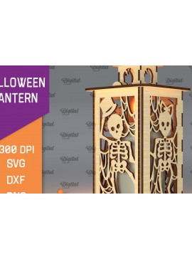 Σετ των 2 Intra απο ξύλο plywood 3mm-4mm πάχος Τρισδιάστατο αποκριάτικο φανάρι με λέιζερ Δίασταση 15x15 cm INTRAFABR-105939279