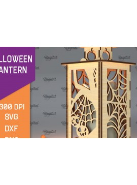 Σετ των 2 Intra απο ξύλο plywood 3mm-4mm πάχος Τρισδιάστατο αποκριάτικο φανάρι με λέιζερ Δίασταση 15x15 cm INTRAFABR-105938980