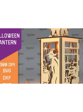 Σετ των 2 Intra απο ξύλο plywood 3mm-4mm πάχος Τρισδιάστατο αποκριάτικο φανάρι με λέιζερ Δίασταση 15x15 cm INTRAFABR-105939008