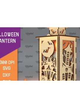 Σετ των 2 Intra απο ξύλο plywood 3mm-4mm πάχος Τρισδιάστατο αποκριάτικο φανάρι με λέιζερ Δίασταση 15x15 cm INTRAFABR-105939098