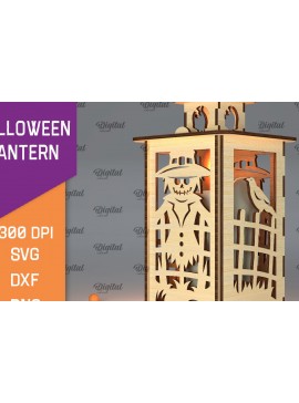 Σετ των 2 Intra απο ξύλο plywood 3mm-4mm πάχος Τρισδιάστατο αποκριάτικο φανάρι με λέιζερ Δίασταση 15x15 cm INTRAFABR-105939127