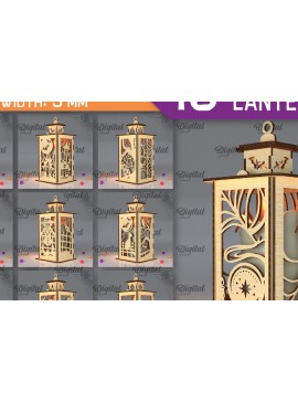 Σετ των 2 Intra απο ξύλο plywood 3mm-4mm πάχος Δέσμη κοπής με λέιζερ 3D Halloween Lanterns Δίασταση 15x15 cm INTRAFABR-105938902