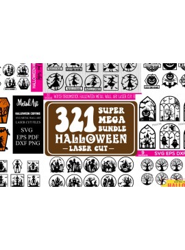 Σετ των 2 Intra απο ξύλο plywood 3mm-4mm πάχος 3D Halloween Mega Δίασταση 40x40 cm INTRAFABR-108059443