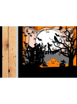 Σετ των 3 Intra απο ξύλο plywood 3mm-4mm πάχος 3D Halloween Cut Shadow Box Δίασταση 25x25 cm INTRAFABR-33218572