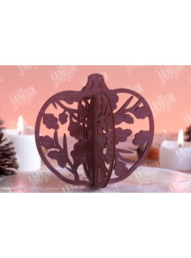 Σετ των 3 Intra απο ξύλο plywood 3mm-4mm πάχος τρισδιάστατη κολοκύθα αποκριών | Haunter House Δίασταση 8x8 cm INTRAFABR-102904524