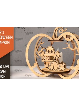 Σετ των 2 Intra απο ξύλο plywood 3mm-4mm πάχος Τρισδιάστατο σχέδιο αποκοπής λέιζερ κολοκύθας αποκριών Δίασταση 15x15 cm INTRAFABR-107013597