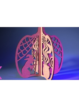 Σετ των 2 Intra απο ξύλο plywood 3mm-4mm πάχος 3D Halloween Pumpkin | Δίασταση 15x15 cm INTRAFABR-73060599