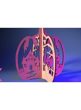 Σετ των 2 Intra απο ξύλο plywood 3mm-4mm πάχος 3D Halloween Pumpkin | Δίασταση 15x15 cm INTRAFABR-73060624