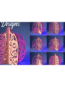 Σετ των 2 Intra απο ξύλο plywood 3mm-4mm πάχος 3D Halloween Pumpkin | Δίασταση 15x15 cm INTRAFABR-73060403