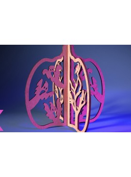 Σετ των 2 Intra απο ξύλο plywood 3mm-4mm πάχος 3D Halloween Pumpkin | Δίασταση 15x15 cm INTRAFABR-73060536