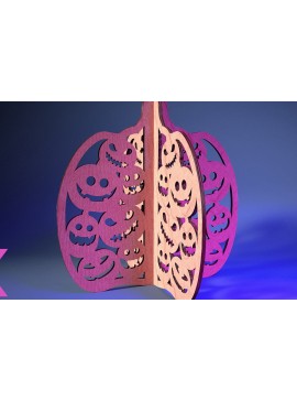 Σετ των 2 Intra απο ξύλο plywood 3mm-4mm πάχος 3D Halloween Pumpkin | Δίασταση 15x15 cm INTRAFABR-73060556
