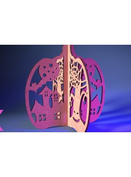 Σετ των 2 Intra απο ξύλο plywood 3mm-4mm πάχος 3D Halloween Pumpkin | Δίασταση 15x15 cm INTRAFABR-73060574