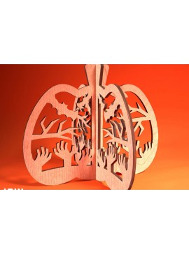Σετ των 3 Intra απο ξύλο plywood 3mm-4mm πάχος 3D Halloween Pumpkin | Δίασταση 15x15 cm INTRAFABR-75399846