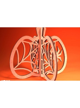 Σετ των 2 Intra απο ξύλο plywood 3mm-4mm πάχος 3D Halloween Pumpkin | Δίασταση 15x15 cm INTRAFABR-75399603