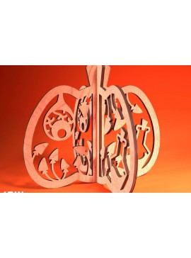 Σετ των 2 Intra απο ξύλο plywood 3mm-4mm πάχος 3D Halloween Pumpkin | Δίασταση 15x15 cm INTRAFABR-75399787