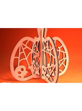 Σετ των 2 Intra απο ξύλο plywood 3mm-4mm πάχος 3D Halloween Pumpkin | Δίασταση 15x15 cm INTRAFABR-75399819