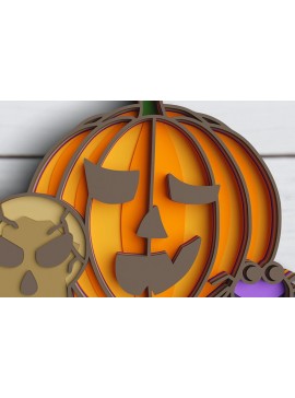 Intra απο ξύλο plywood 3mm-4mm πάχος 3D Halloween Pumpkin Δίασταση 30x30 cm INTRAFABR-76993984