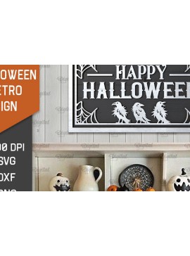 Σετ των 2 Intra απο ξύλο plywood 3mm-4mm πάχος 3D Halloween Retro Sign Cut  Δίασταση 15x15 cm INTRAFABR-105568961