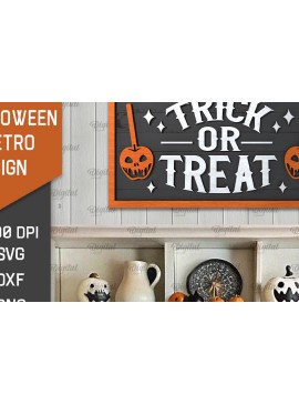 Σετ των 2 Intra απο ξύλο plywood 3mm-4mm πάχος 3D Halloween Retro Sign Cut  Δίασταση 15x15 cm INTRAFABR-105569032