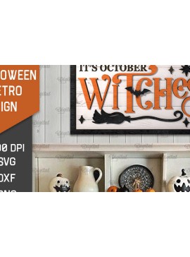 Σετ των 2 Intra απο ξύλο plywood 3mm-4mm πάχος 3D Halloween Retro Sign Cut  Δίασταση 15x15 cm INTRAFABR-105568923