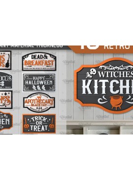 Σετ των 2 Intra απο ξύλο plywood 3mm-4mm πάχος 3D Halloween Retro Signs  Δίασταση 15x15 cm INTRAFABR-105568833