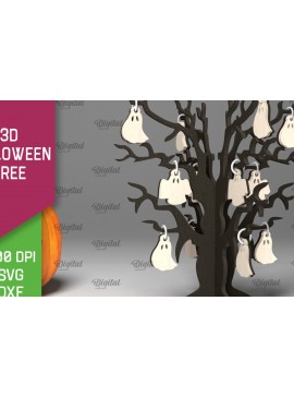 Σετ των 2 Intra απο ξύλο plywood 3mm-4mm πάχος Τρισδιάστατο σχέδιο αποκοπής με λέιζερ αποκριάτικων δέντρων Δίασταση 15x15 cm INTRAFABR-104688709